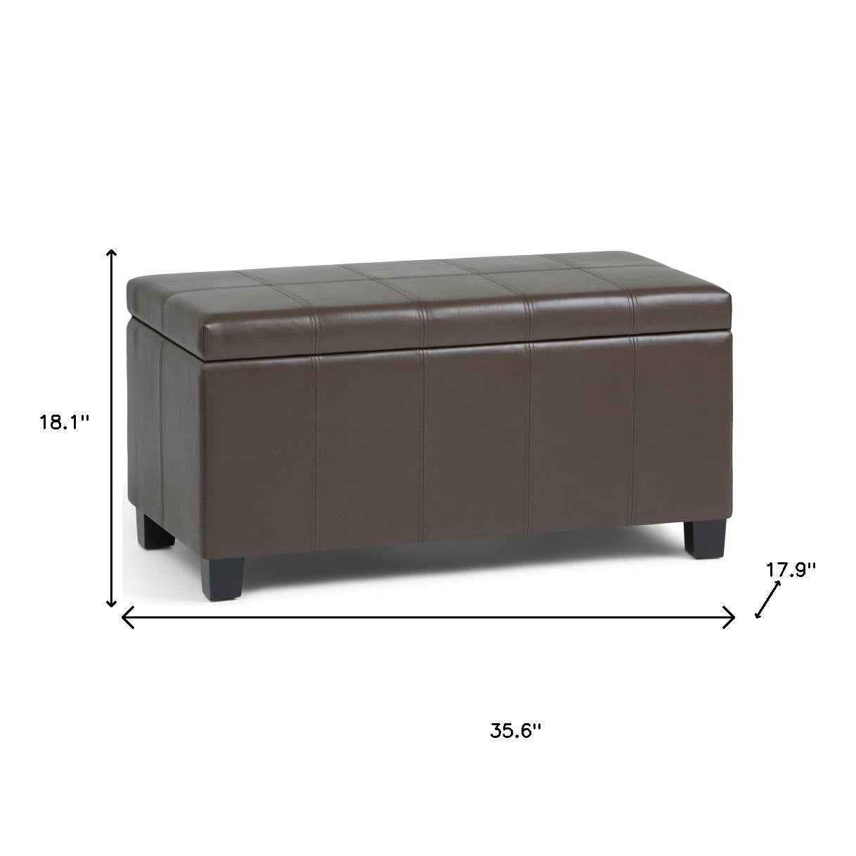 36" Dark Brown and Chocolate Upholstery Storage Ottoman