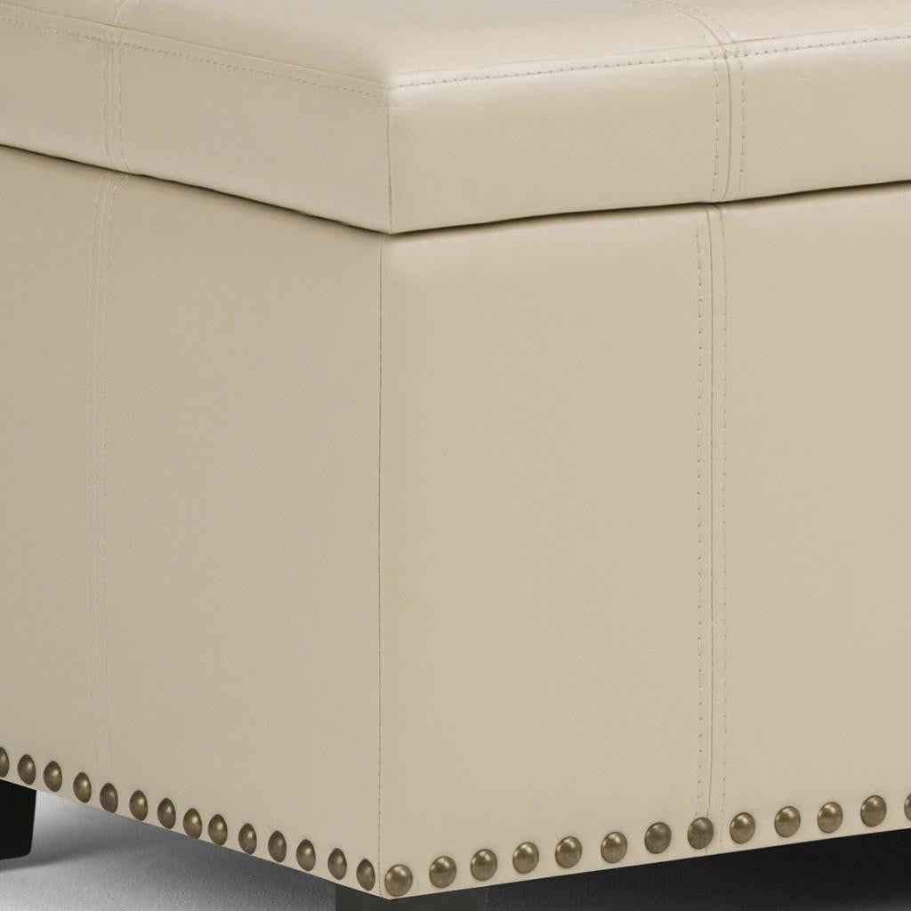 33" Espresso and Cream Upholstery Storage Ottoman