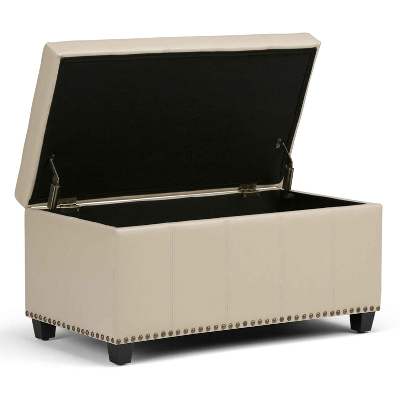 33" Espresso and Cream Upholstery Storage Ottoman