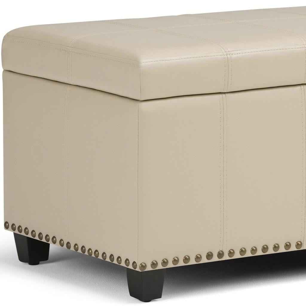 33" Espresso and Cream Upholstery Storage Ottoman