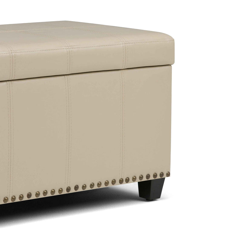 33" Espresso and Cream Upholstery Storage Ottoman