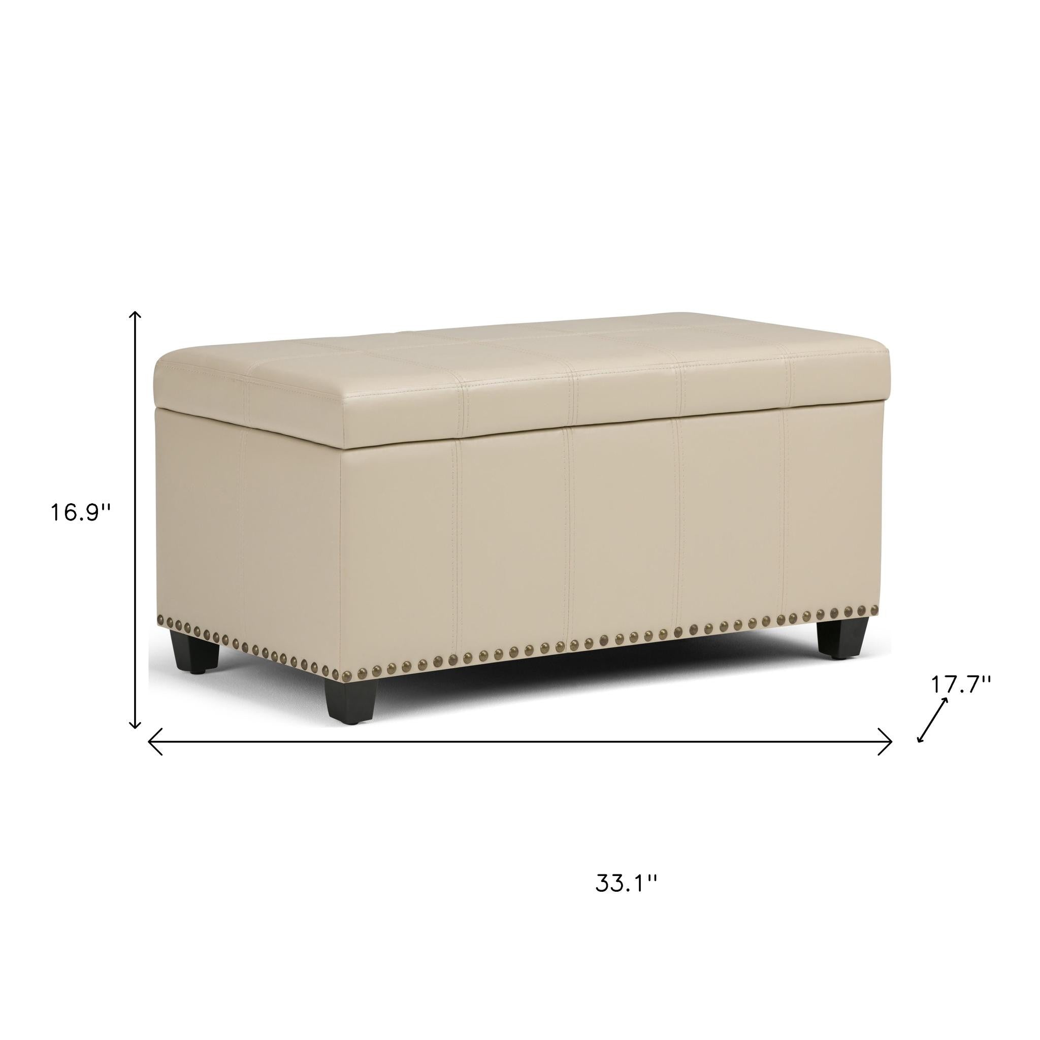 33" Espresso and Cream Upholstery Storage Ottoman - GreatEagleInc