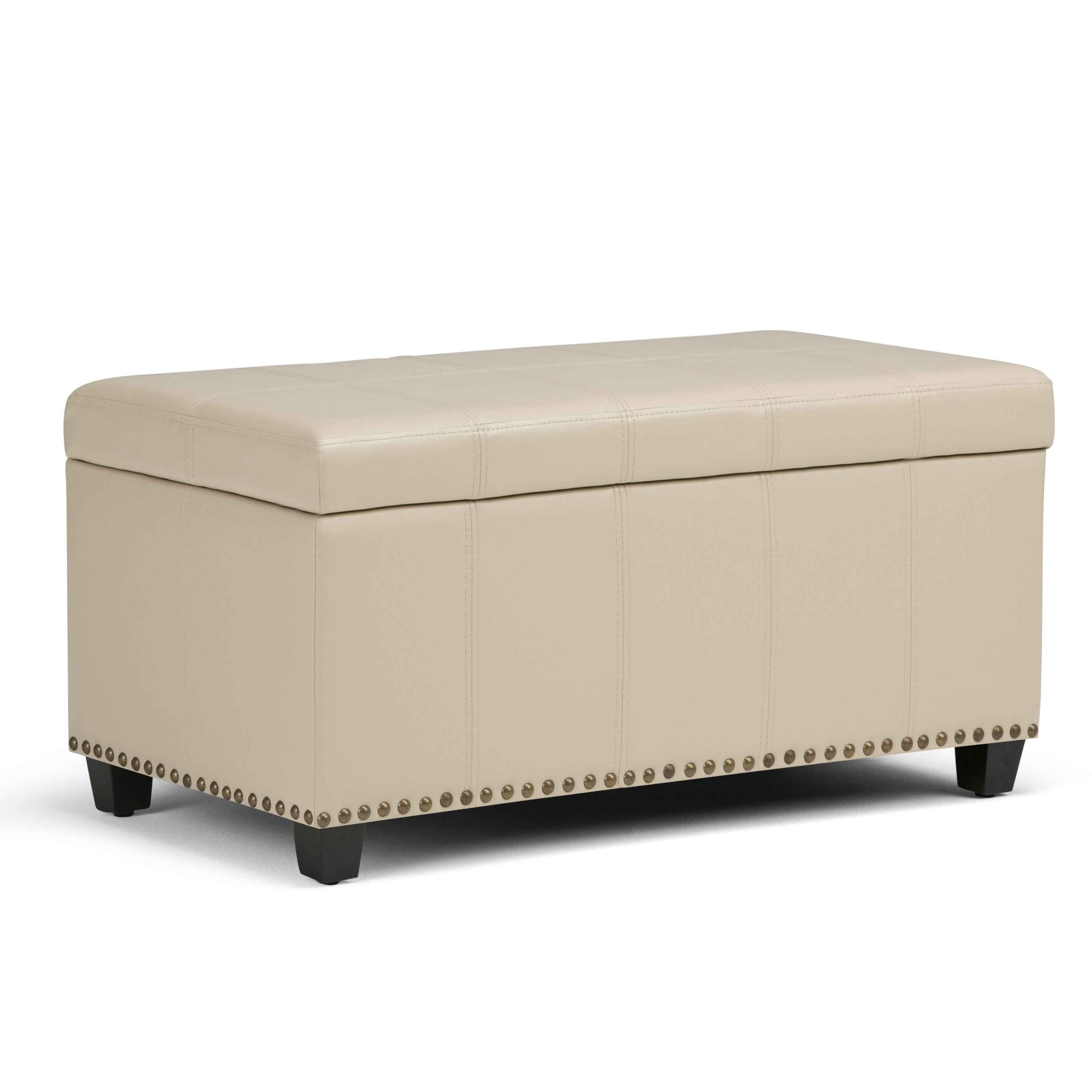 33" Espresso and Cream Upholstery Storage Ottoman