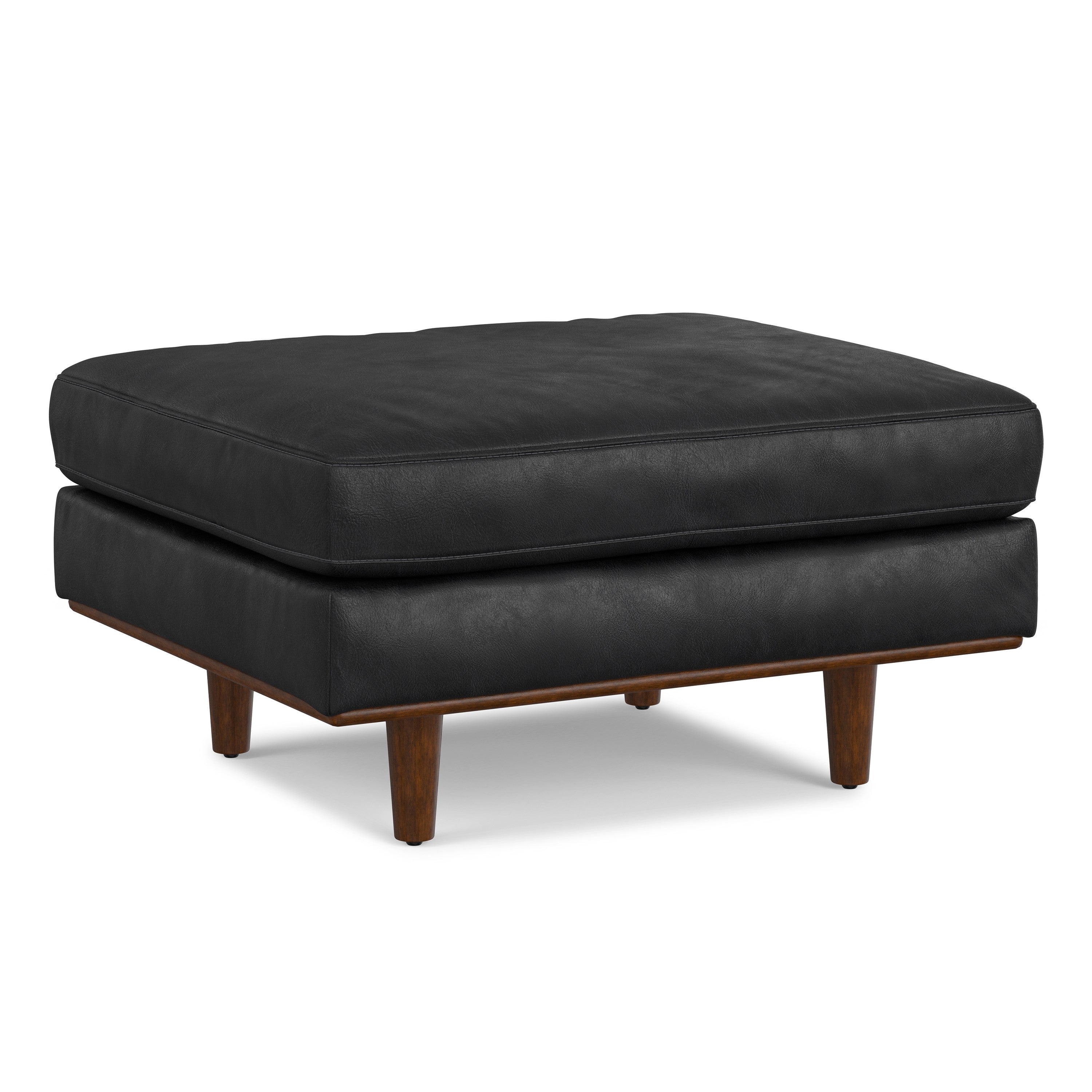 33" Black and Brown Leather Cocktail Ottoman Default Title