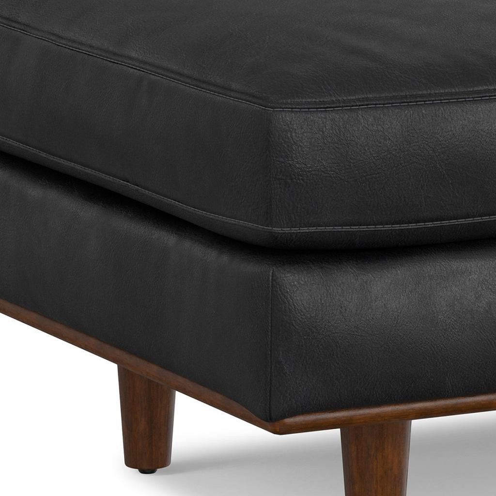 33" Black and Brown Leather Cocktail Ottoman