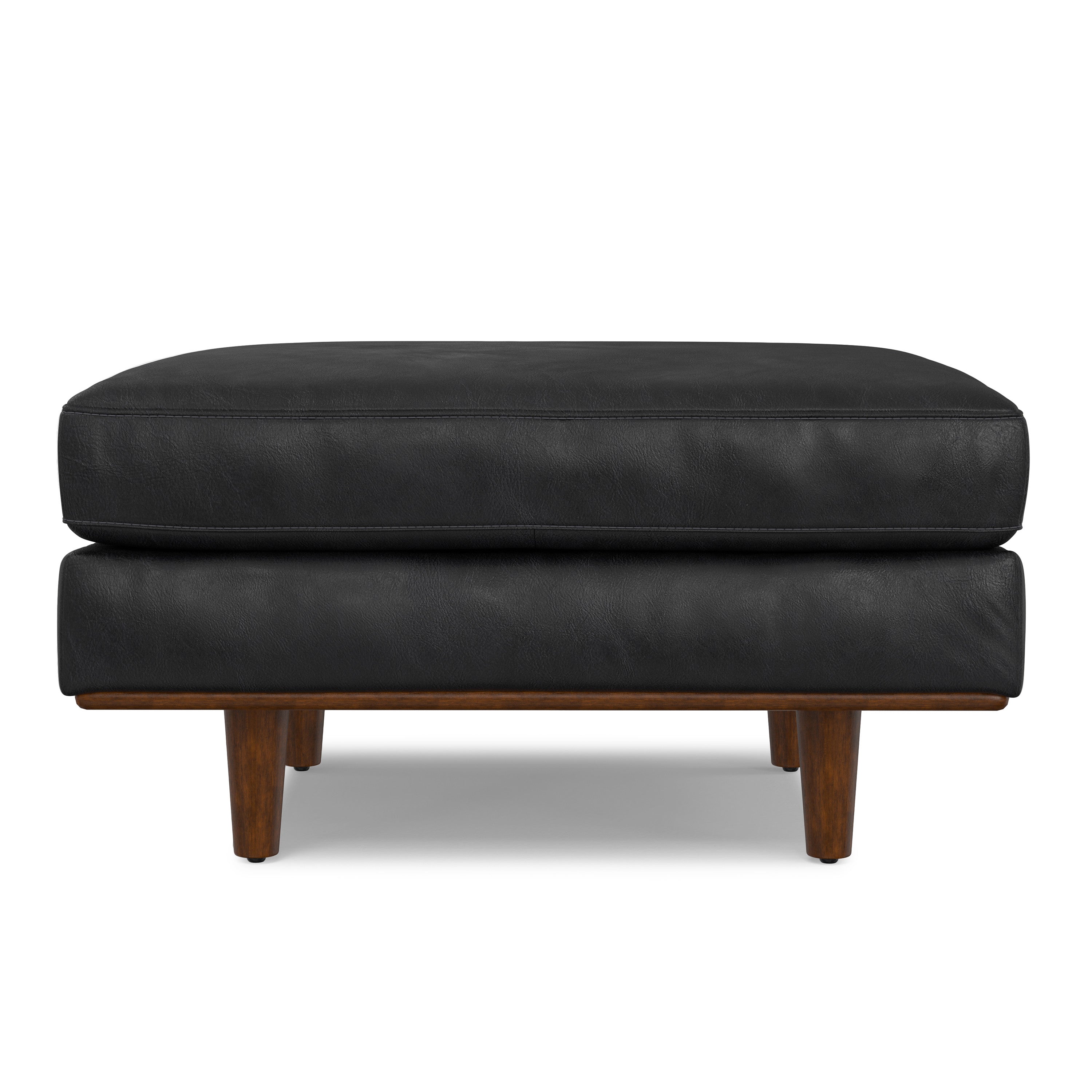 33" Black and Brown Leather Cocktail Ottoman