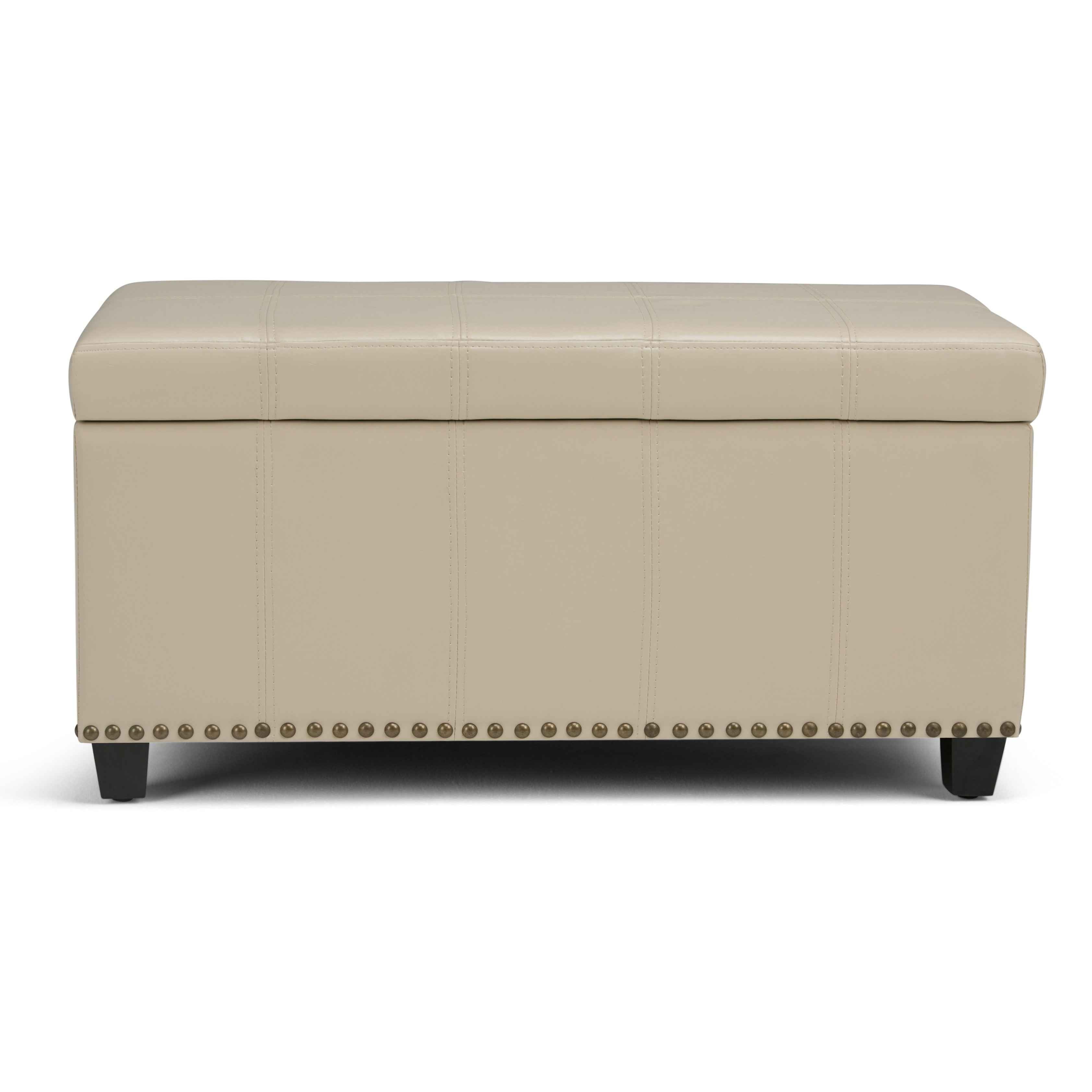 33" Espresso and Cream Upholstery Storage Ottoman
