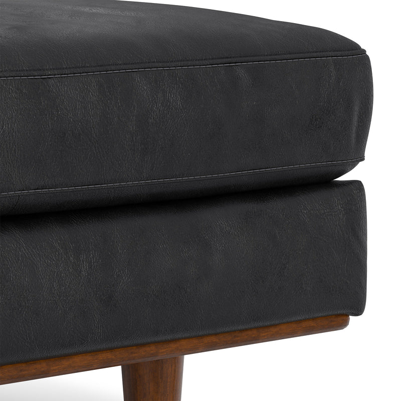 33" Black and Brown Leather Cocktail Ottoman