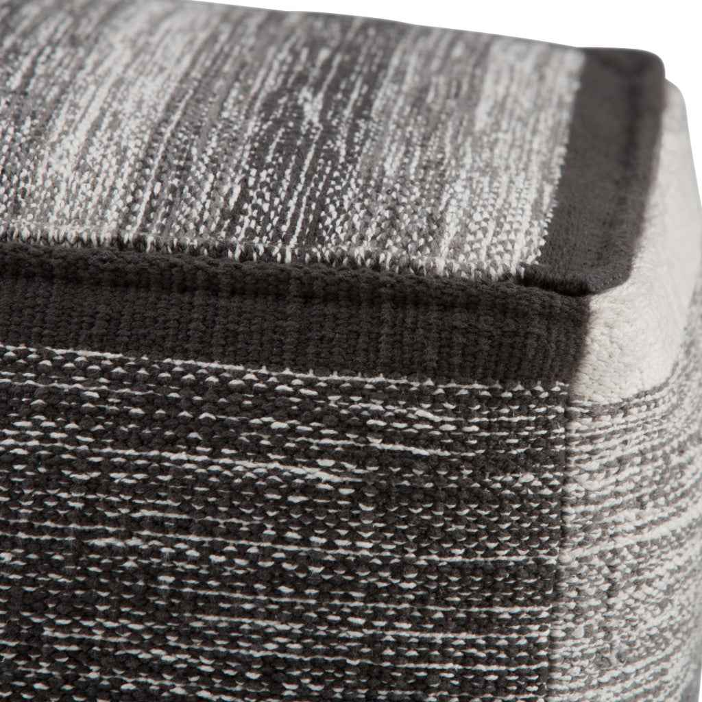 16" Gray Cotton Cube Pouf Ottoman