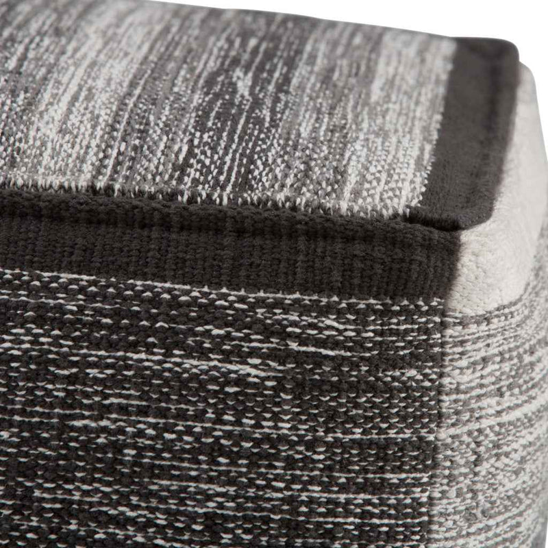 16" Gray Cotton Cube Pouf Ottoman