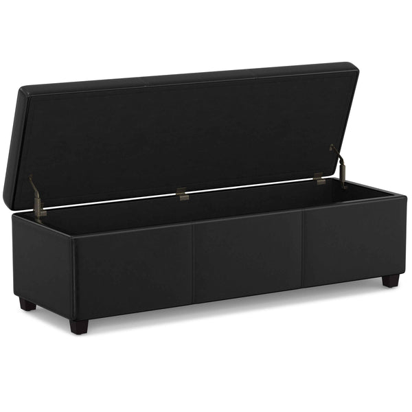54" Black Upholstery Storage Ottoman