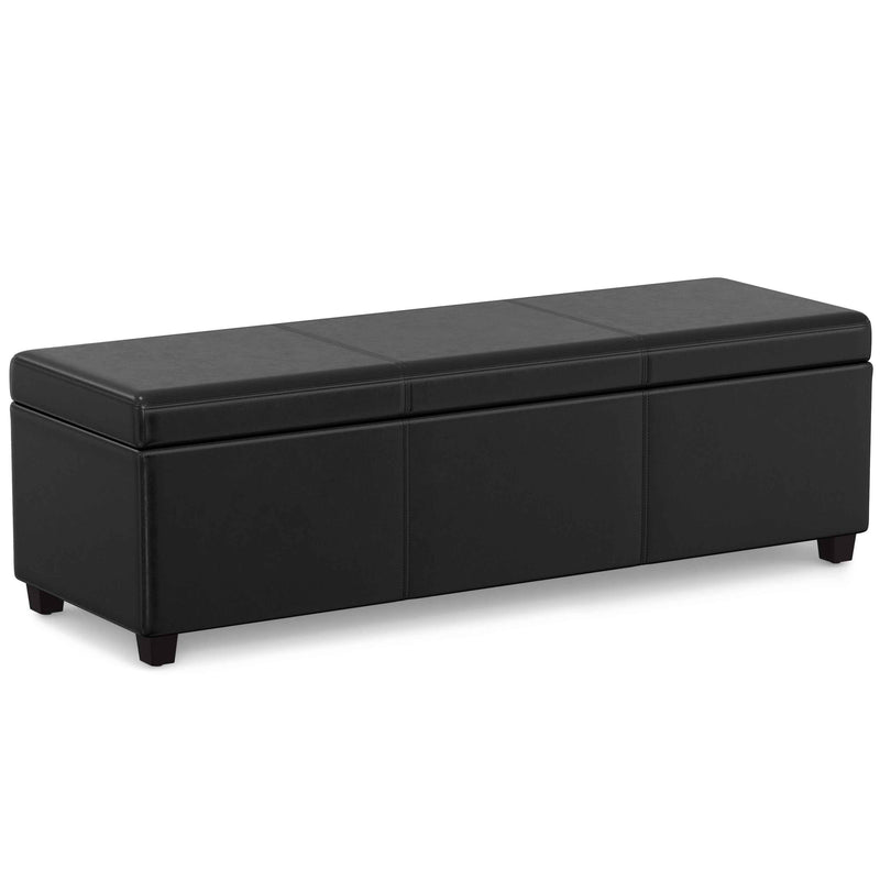 54" Black Upholstery Storage Ottoman