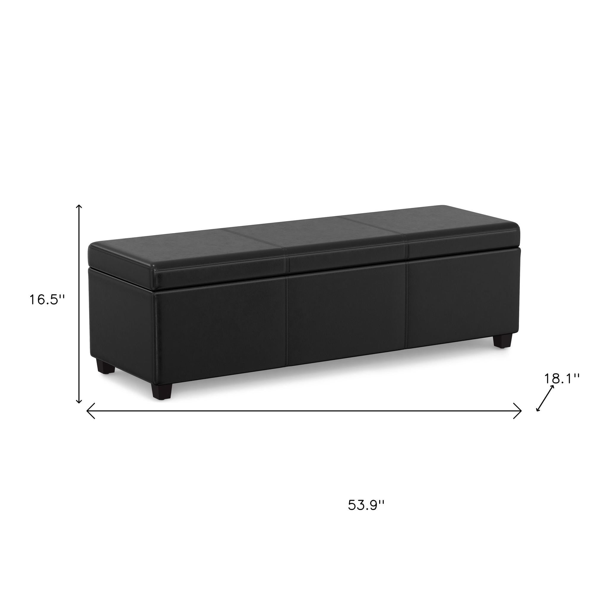 54" Black Upholstery Storage Ottoman - GreatEagleInc
