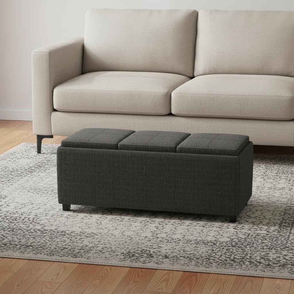 42" Ebony Upholstery Storage Ottoman