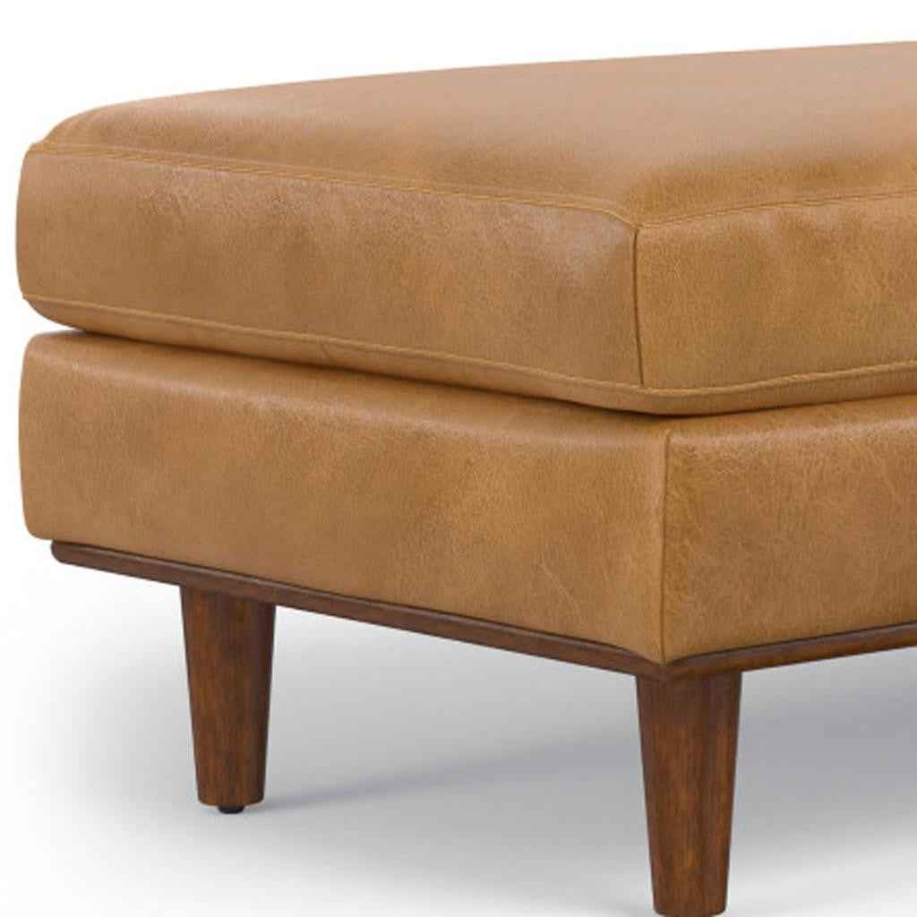 49" Sienna and Brown Leather Cocktail Ottoman