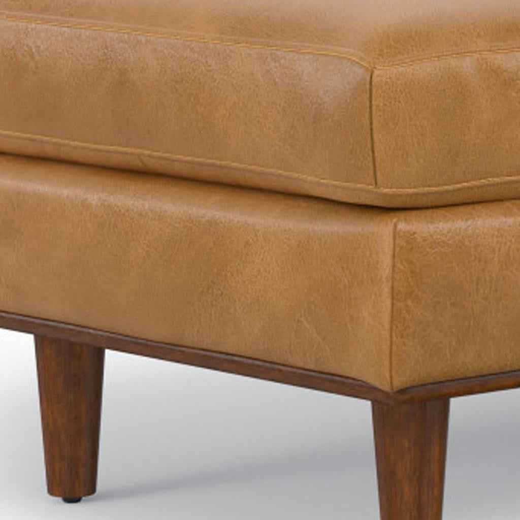 49" Sienna and Brown Leather Cocktail Ottoman