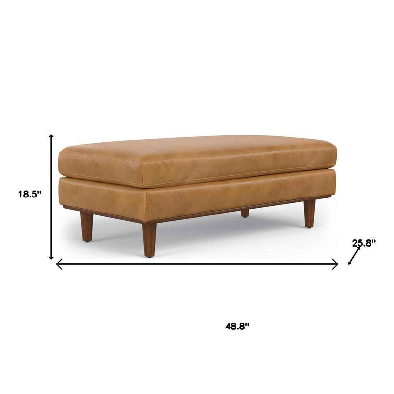 49" Sienna and Brown Leather Cocktail Ottoman