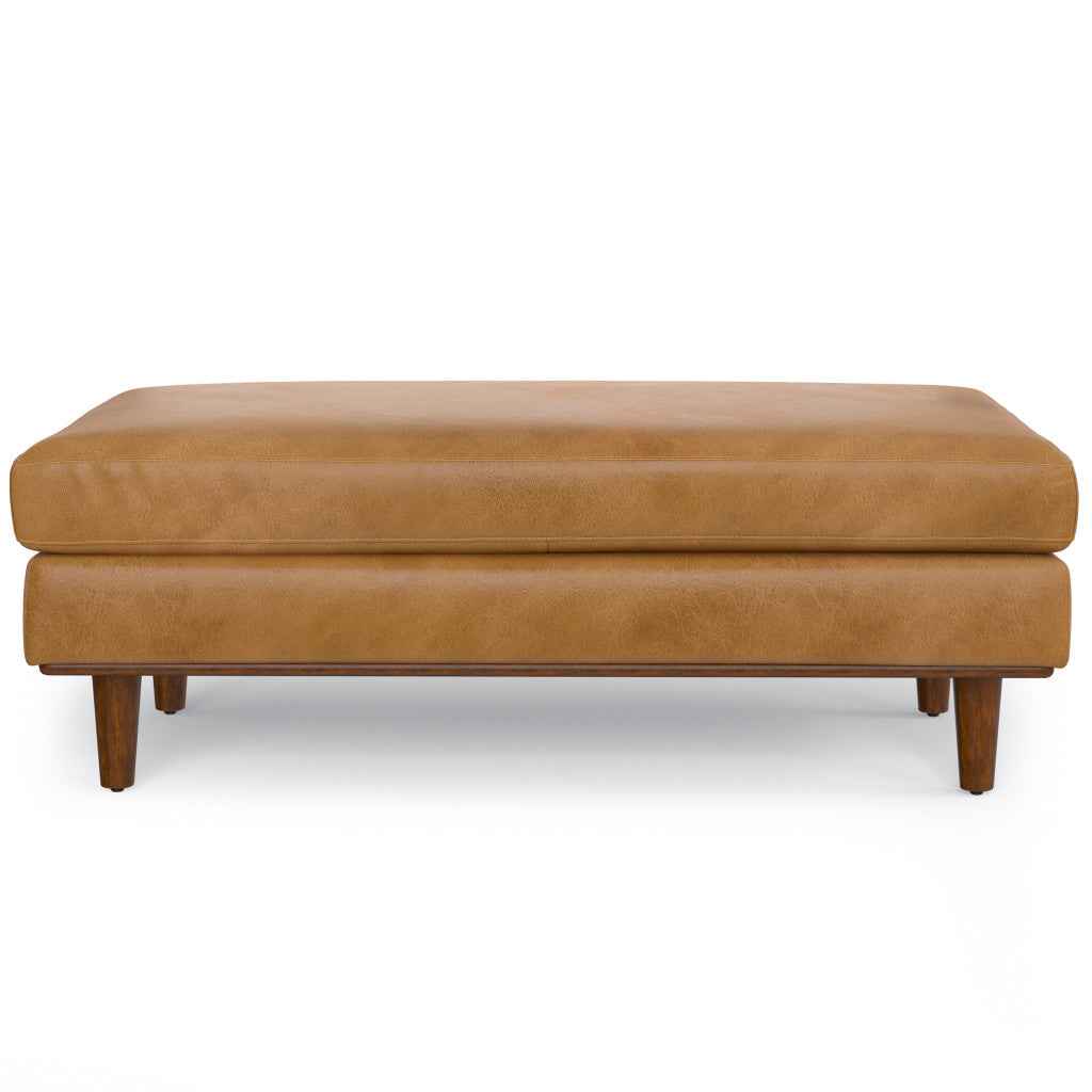 49" Sienna and Brown Leather Cocktail Ottoman
