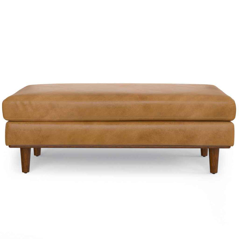 49" Sienna and Brown Leather Cocktail Ottoman