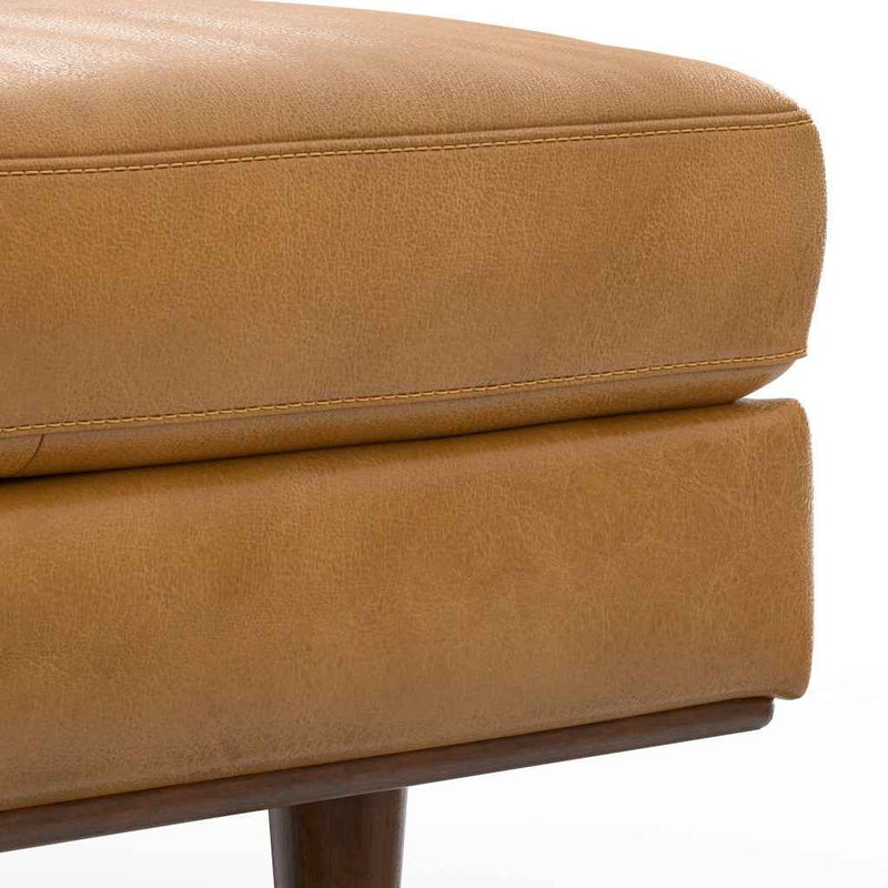 49" Sienna and Brown Leather Cocktail Ottoman