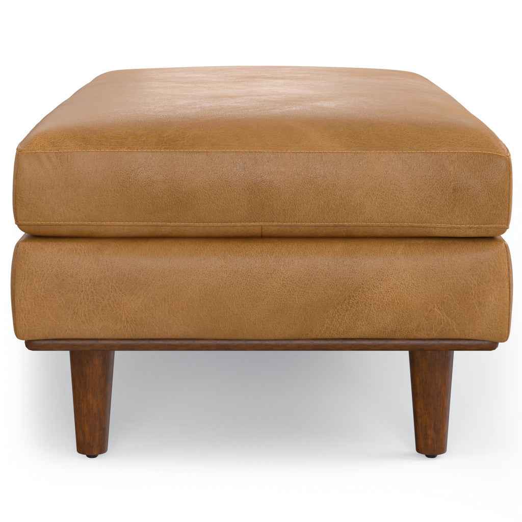 49" Sienna and Brown Leather Cocktail Ottoman