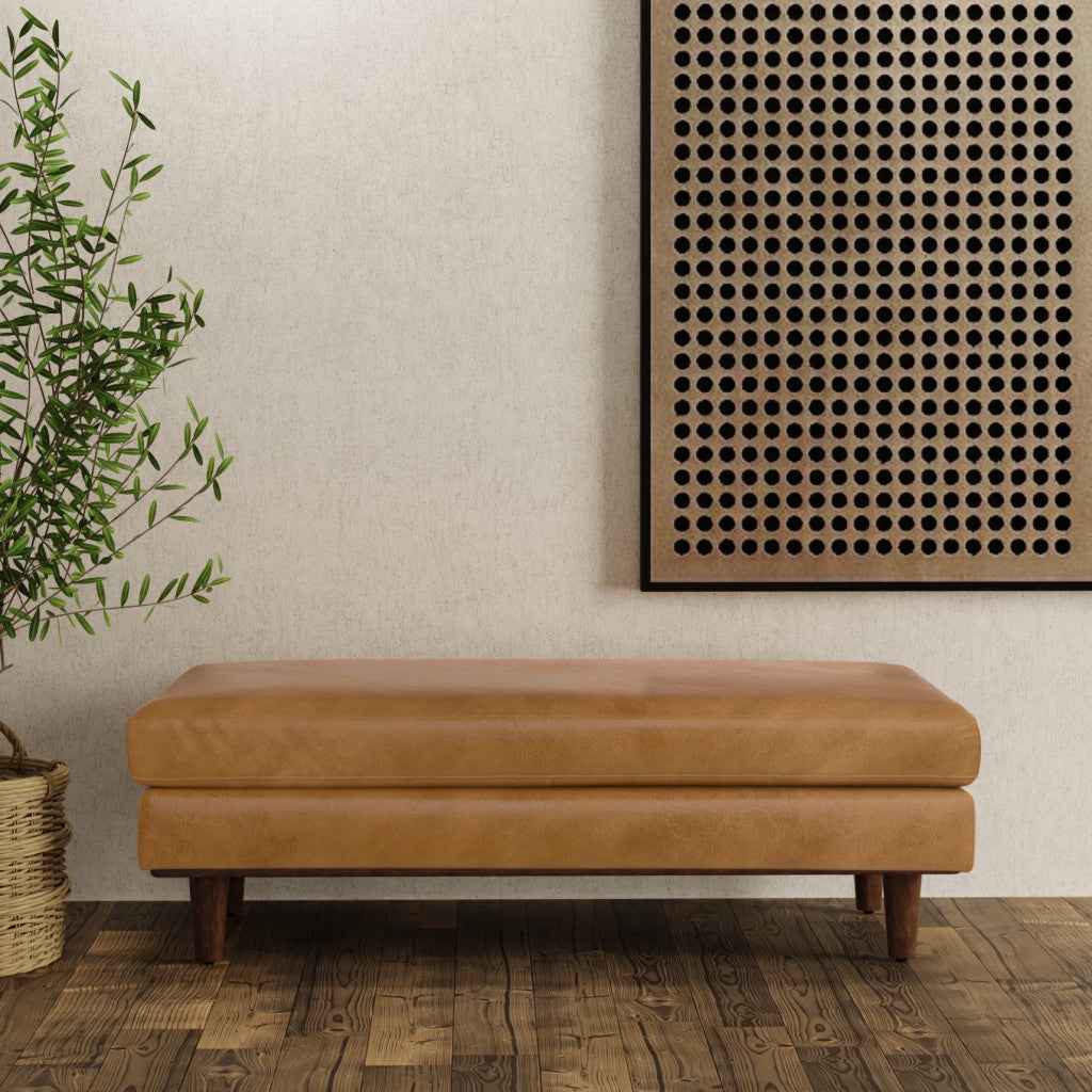 49" Sienna and Brown Leather Cocktail Ottoman