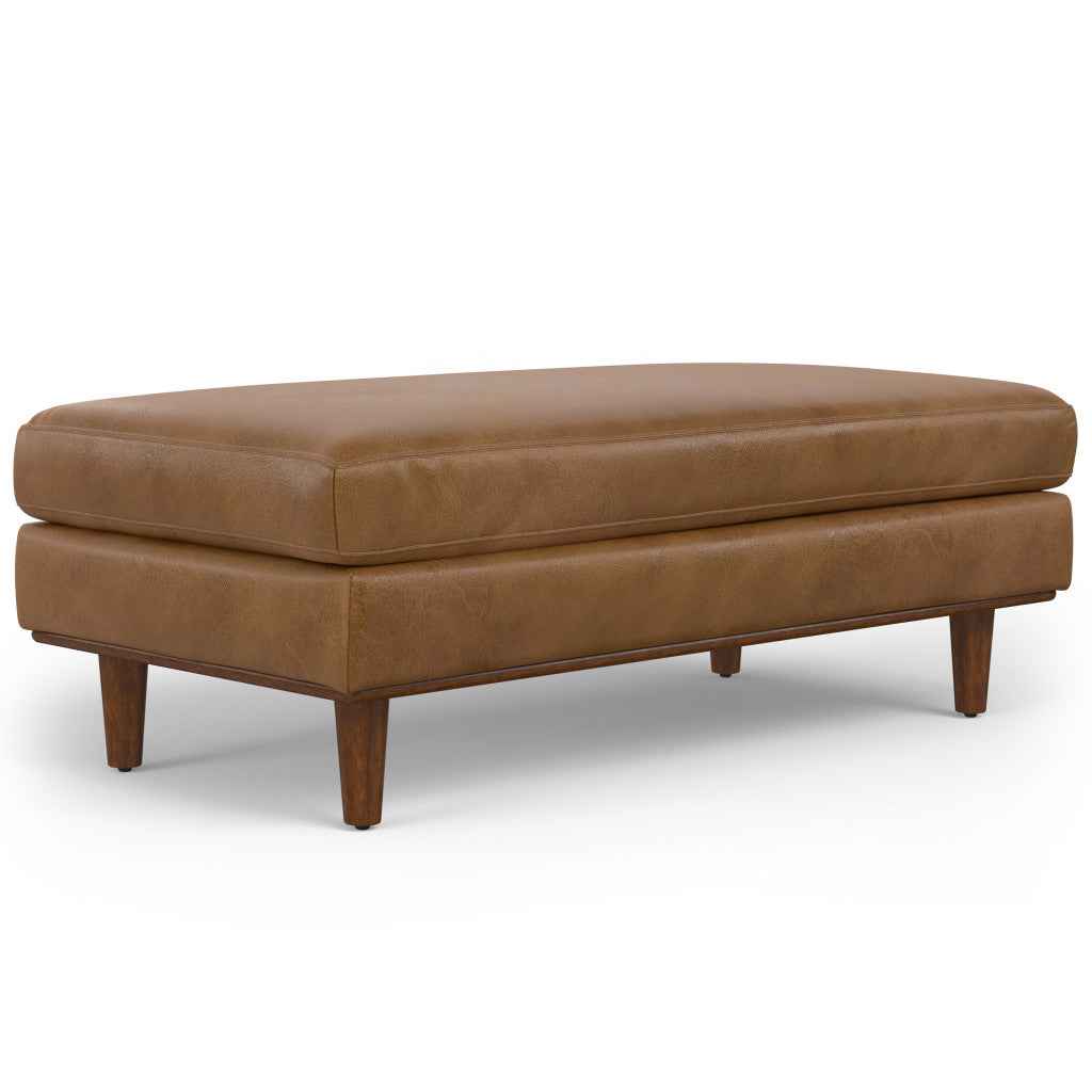 49" Brown Leather Cocktail Ottoman