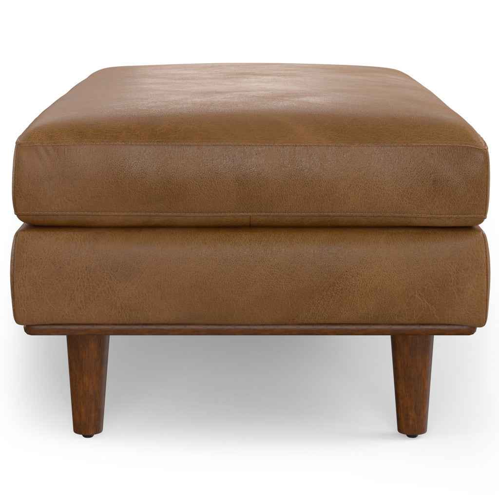 49" Brown Leather Cocktail Ottoman