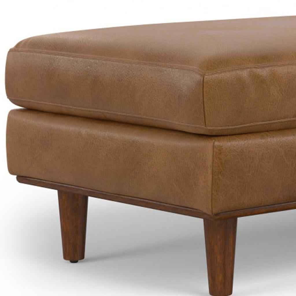 49" Brown Leather Cocktail Ottoman