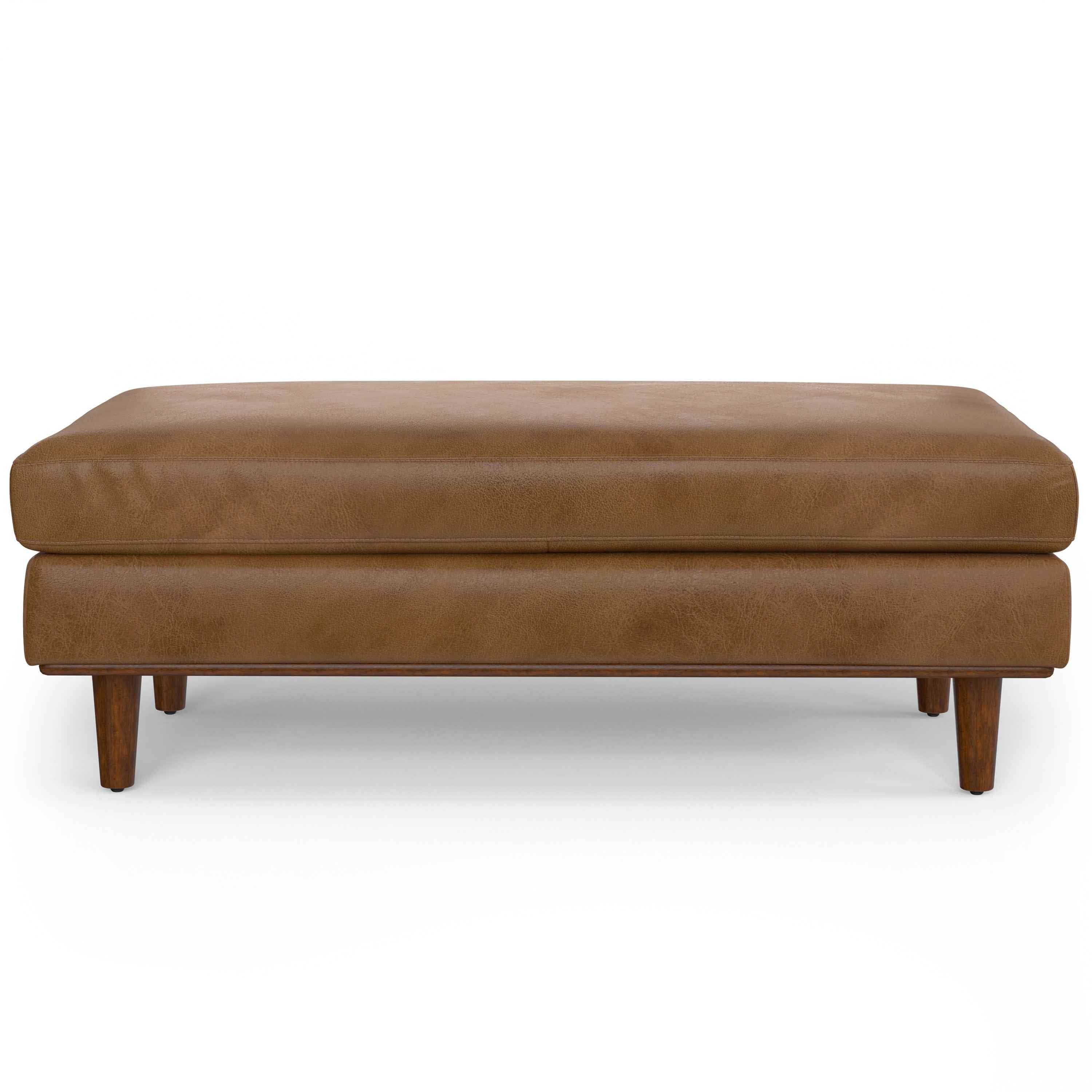 49" Brown Leather Cocktail Ottoman