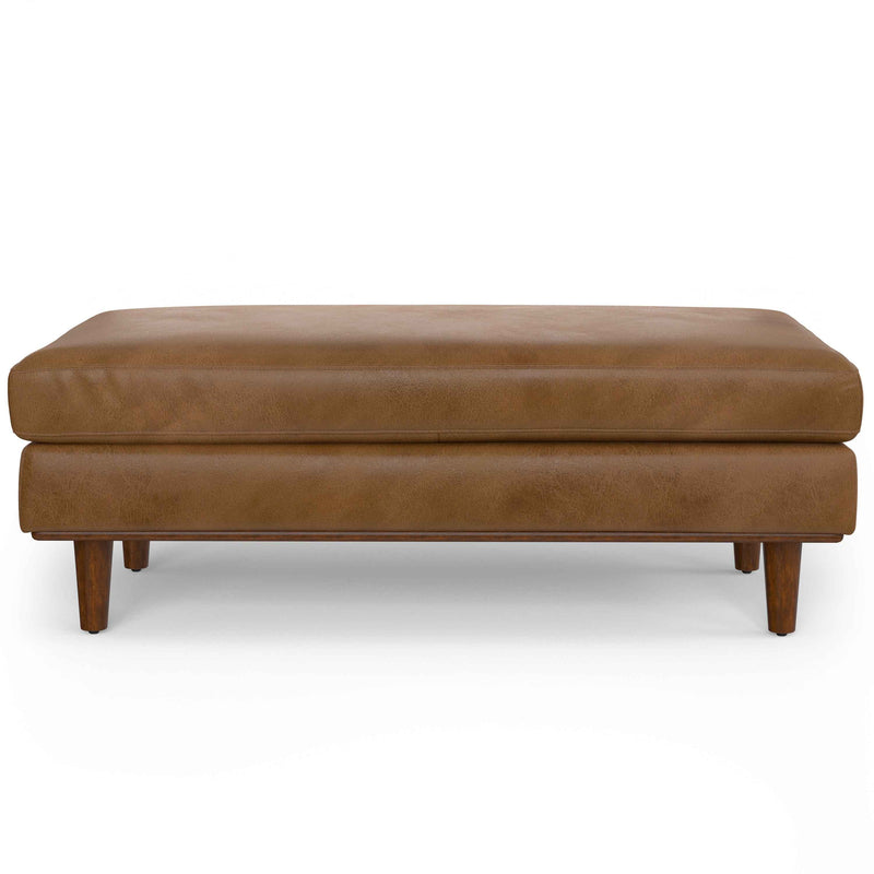 49" Brown Leather Cocktail Ottoman