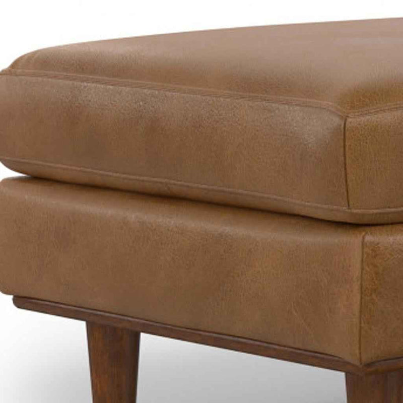 49" Brown Leather Cocktail Ottoman