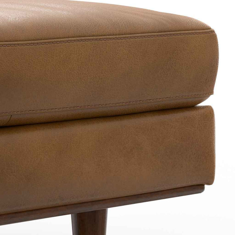 49" Brown Leather Cocktail Ottoman