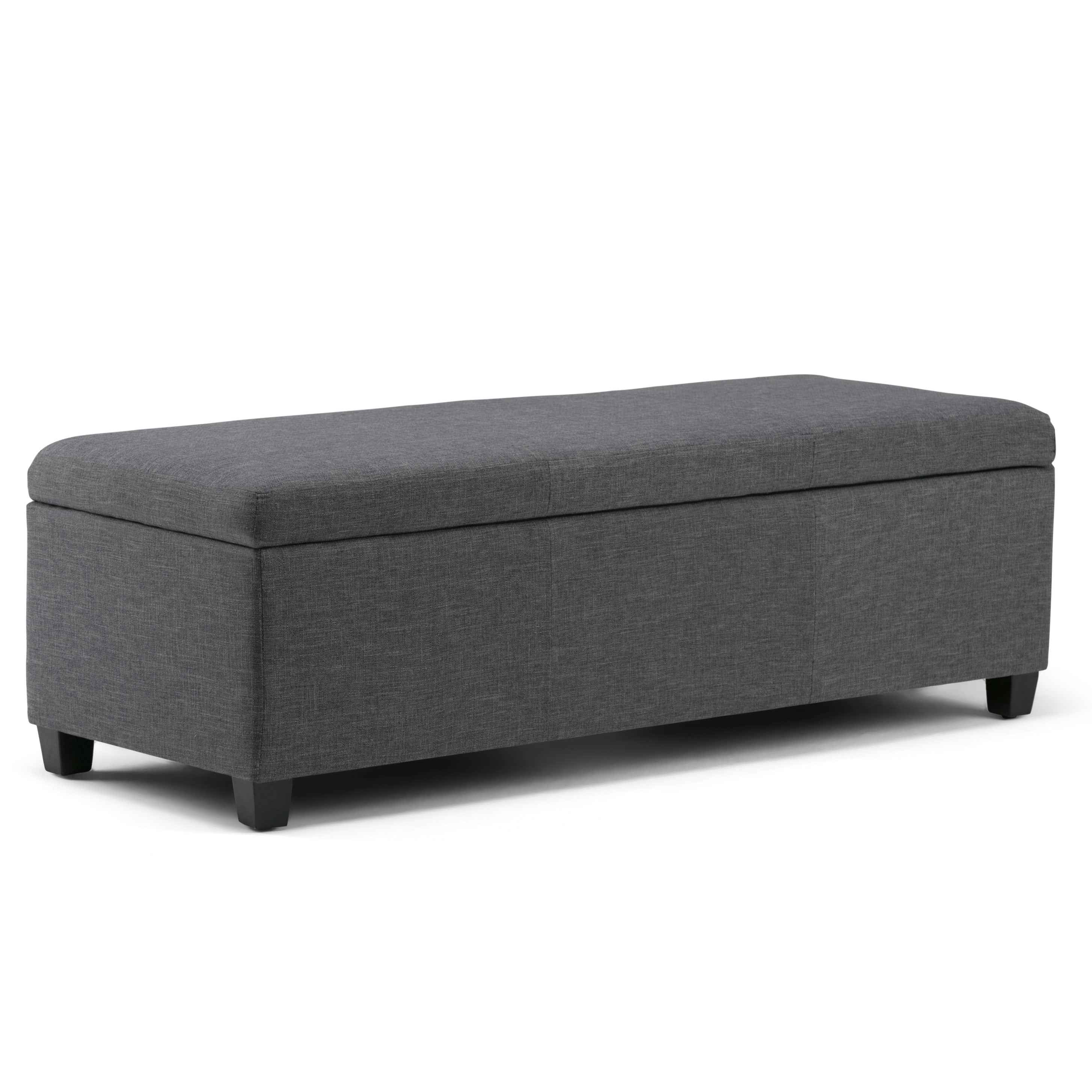 48" Dark Brown and Slate Gray Upholstery Storage Ottoman