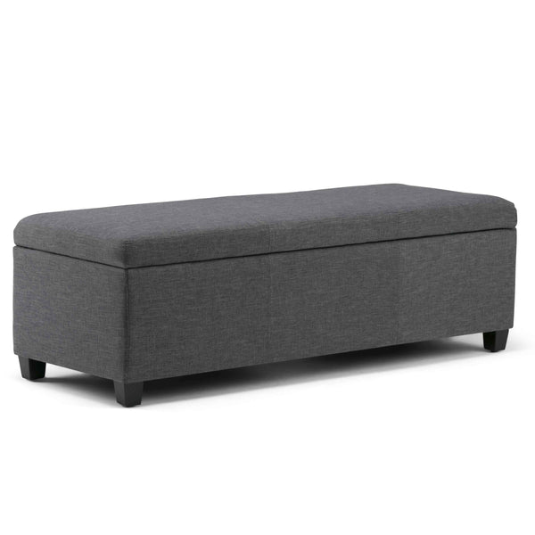 48" Dark Brown and Slate Gray Upholstery Storage Ottoman