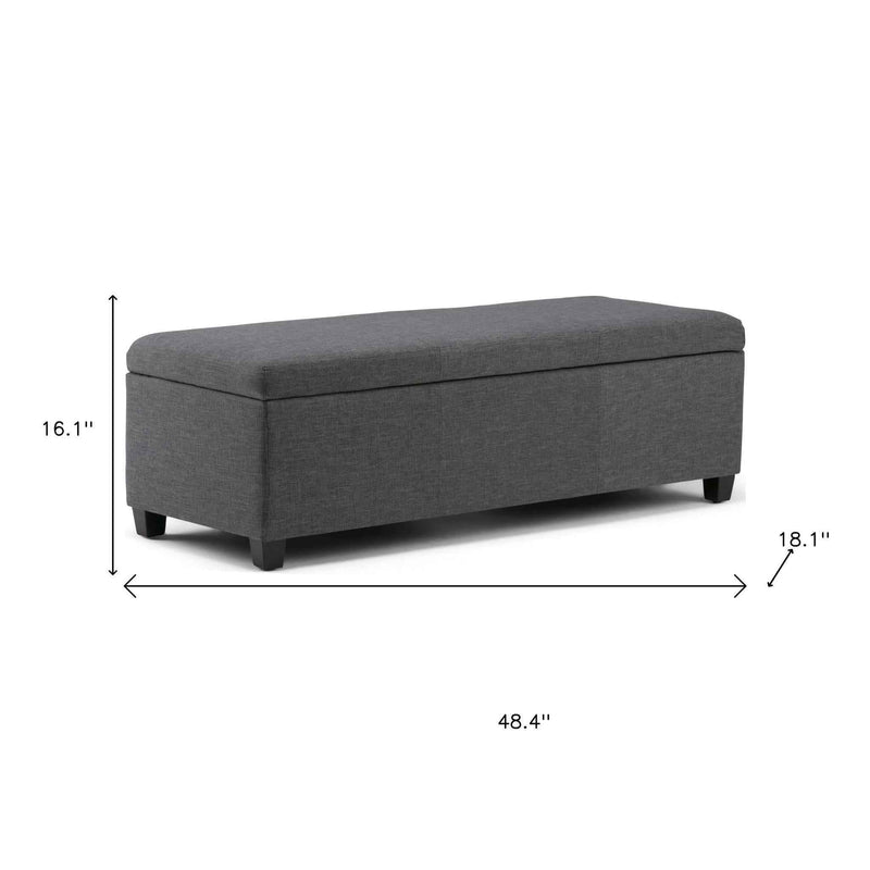 48" Dark Brown and Slate Gray Upholstery Storage Ottoman