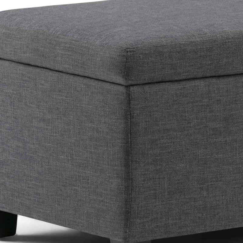 48" Dark Brown and Slate Gray Upholstery Storage Ottoman