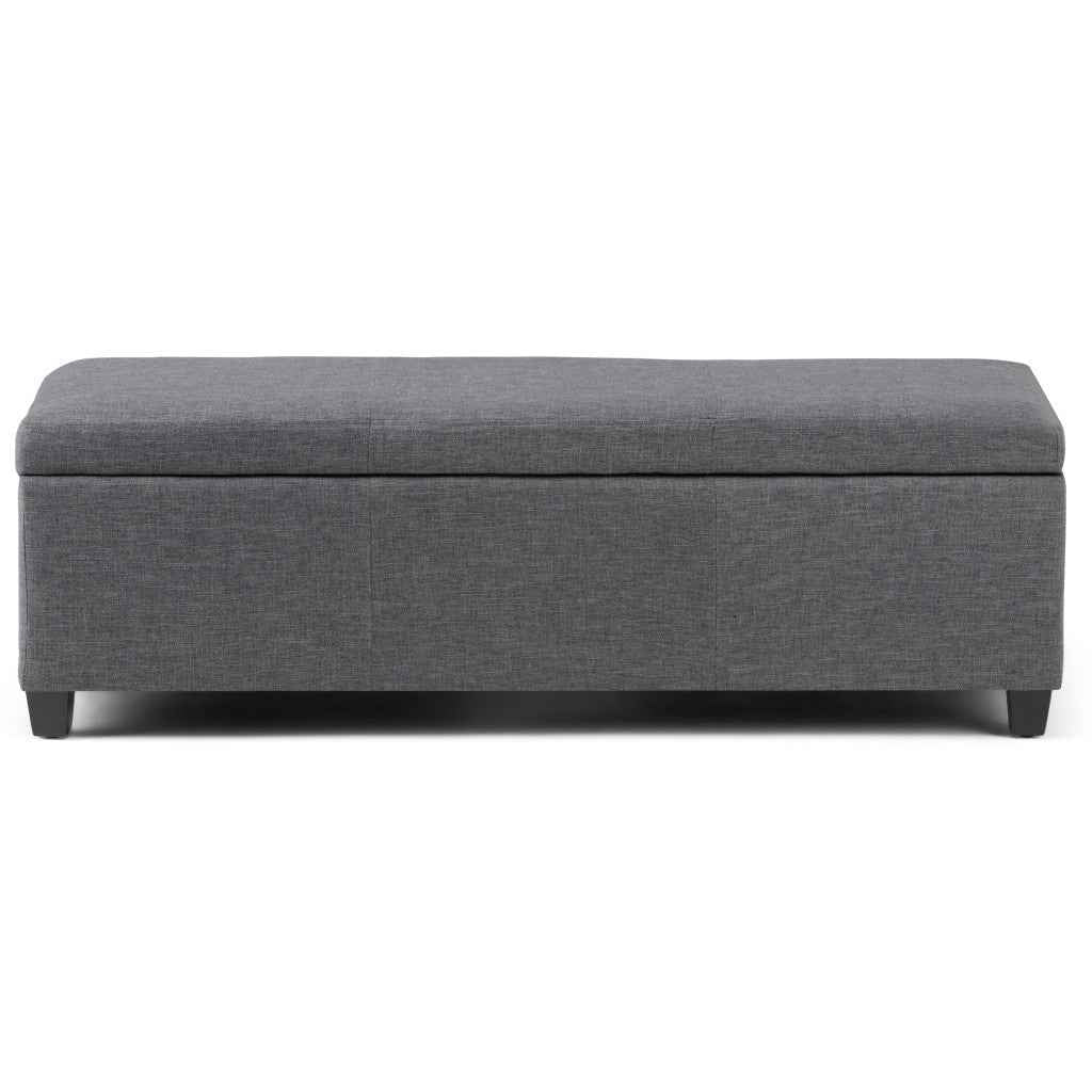 48" Dark Brown and Slate Gray Upholstery Storage Ottoman