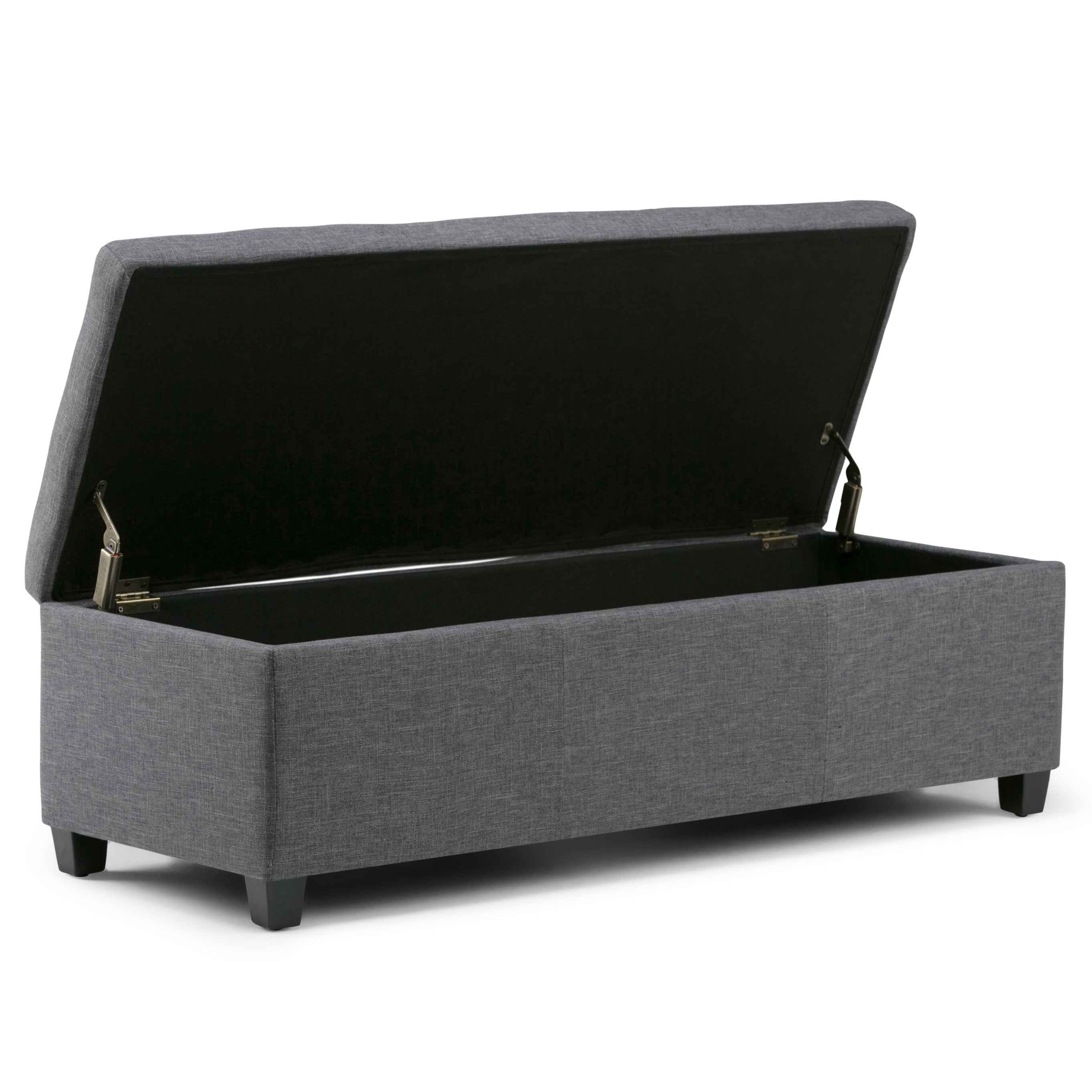 48" Dark Brown and Slate Gray Upholstery Storage Ottoman