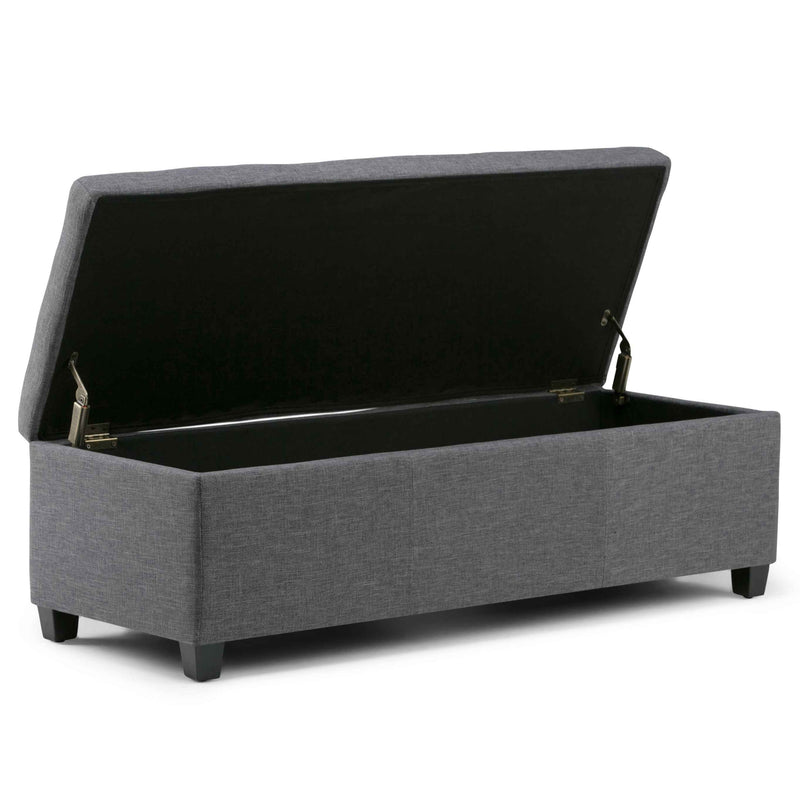 48" Dark Brown and Slate Gray Upholstery Storage Ottoman