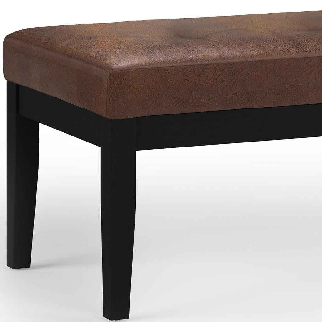 41" Brown and Espresso Leather Ottoman