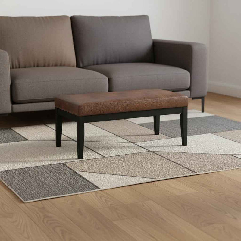 41" Brown and Espresso Leather Ottoman