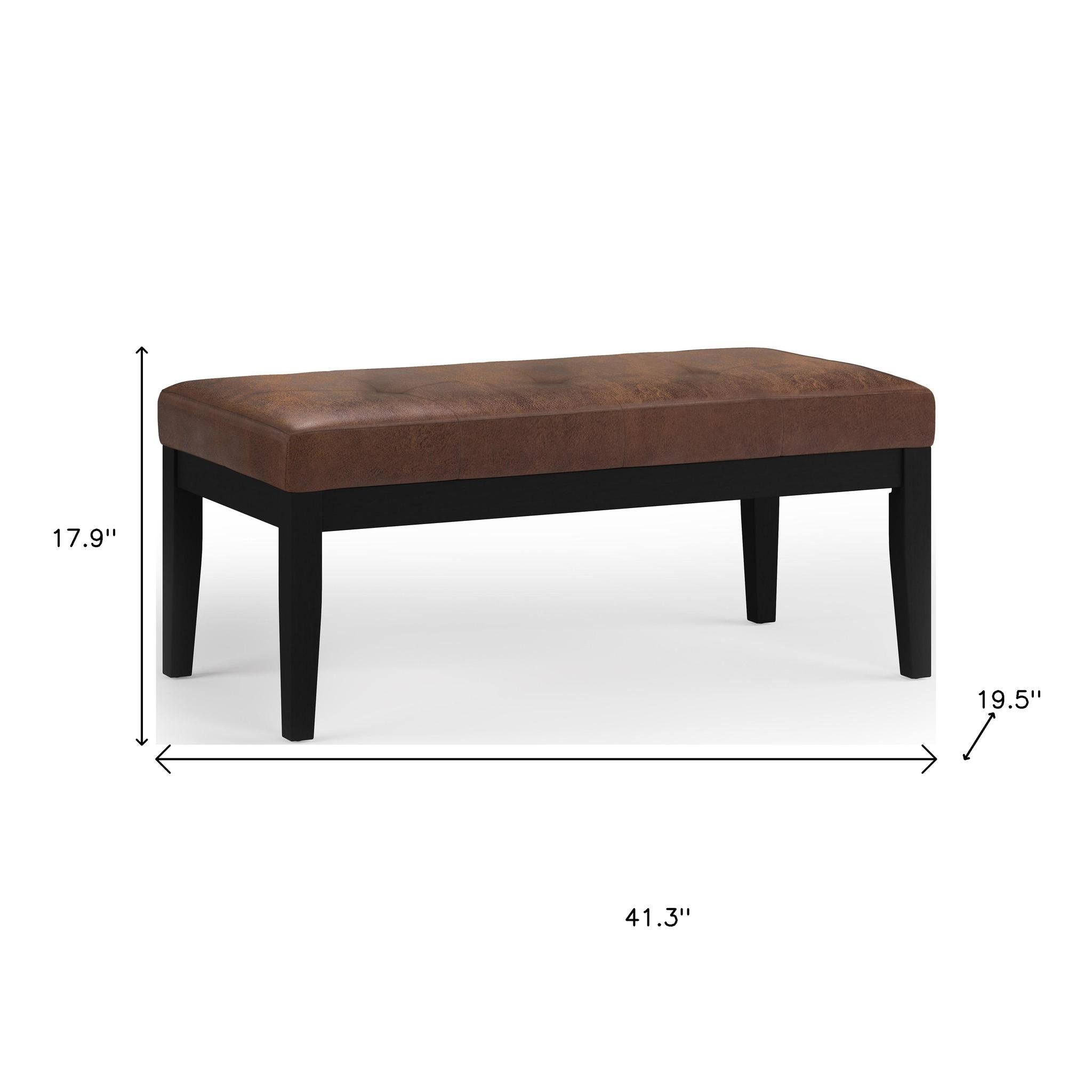 41" Brown and Espresso Leather Ottoman - GreatEagleInc