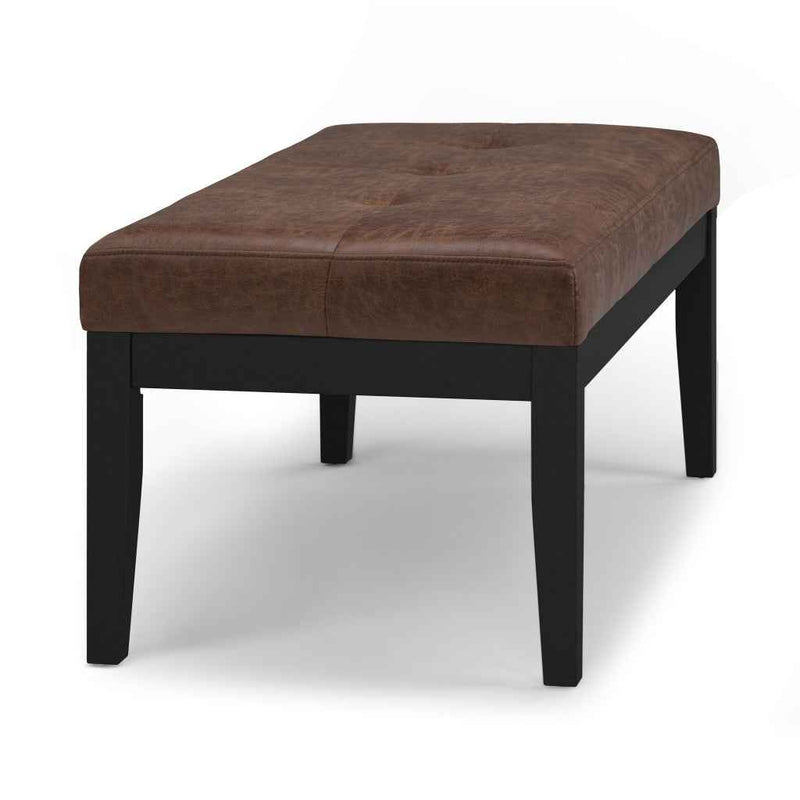 41" Brown and Espresso Leather Ottoman