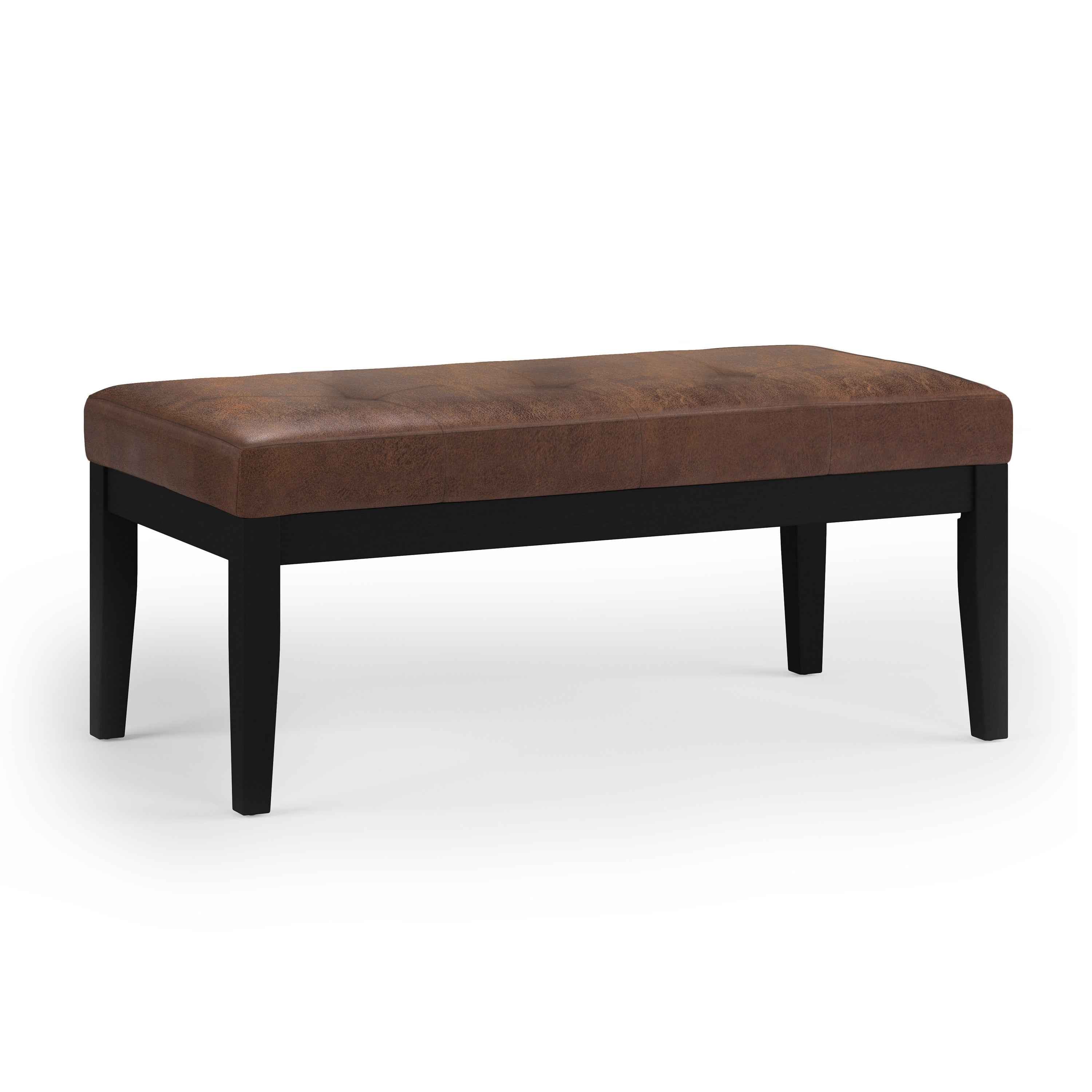 41" Brown and Espresso Leather Ottoman