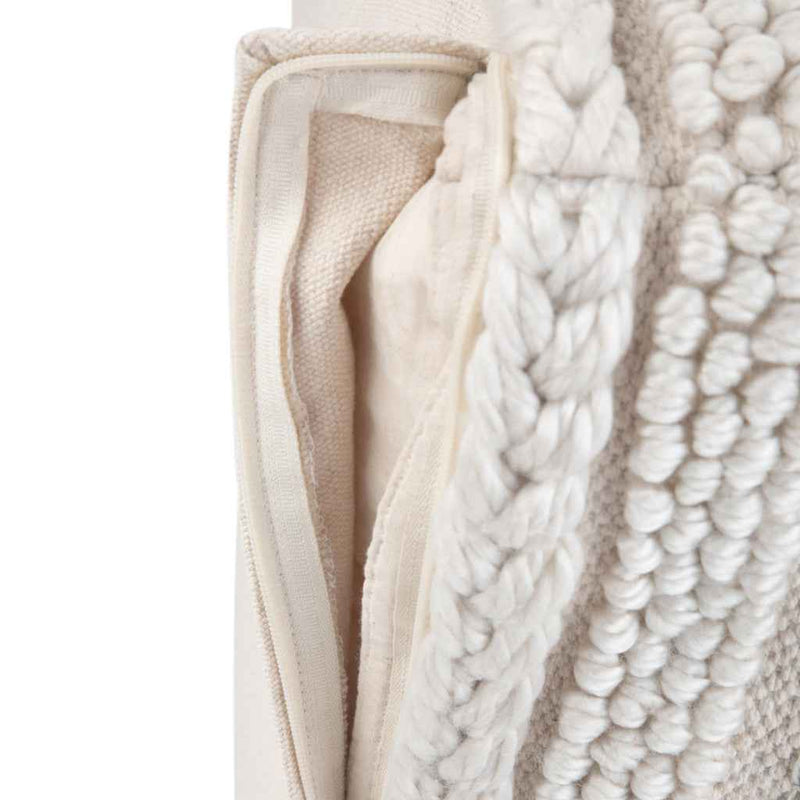 18" Off White Cotton Pouf Ottoman