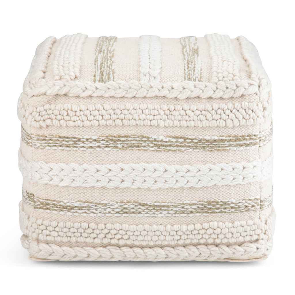18" Off White Cotton Pouf Ottoman
