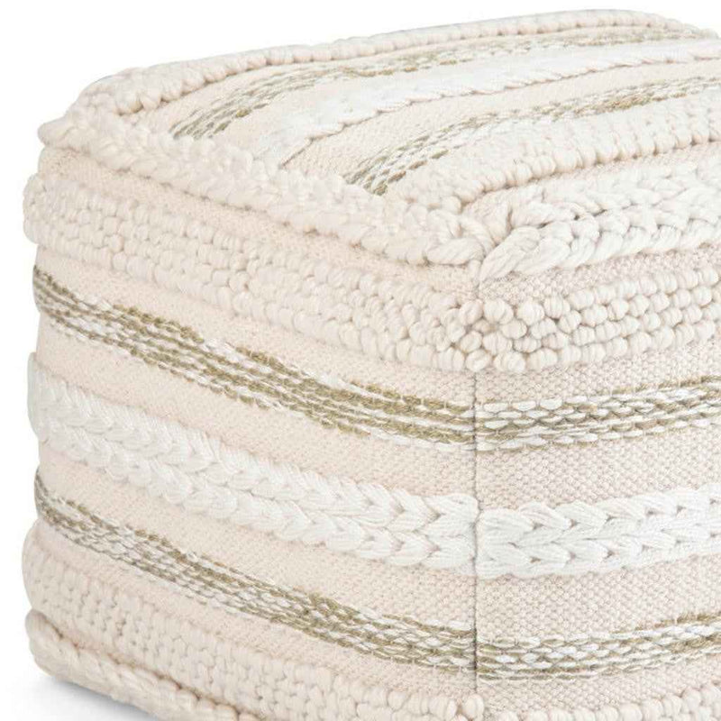18" Off White Cotton Pouf Ottoman