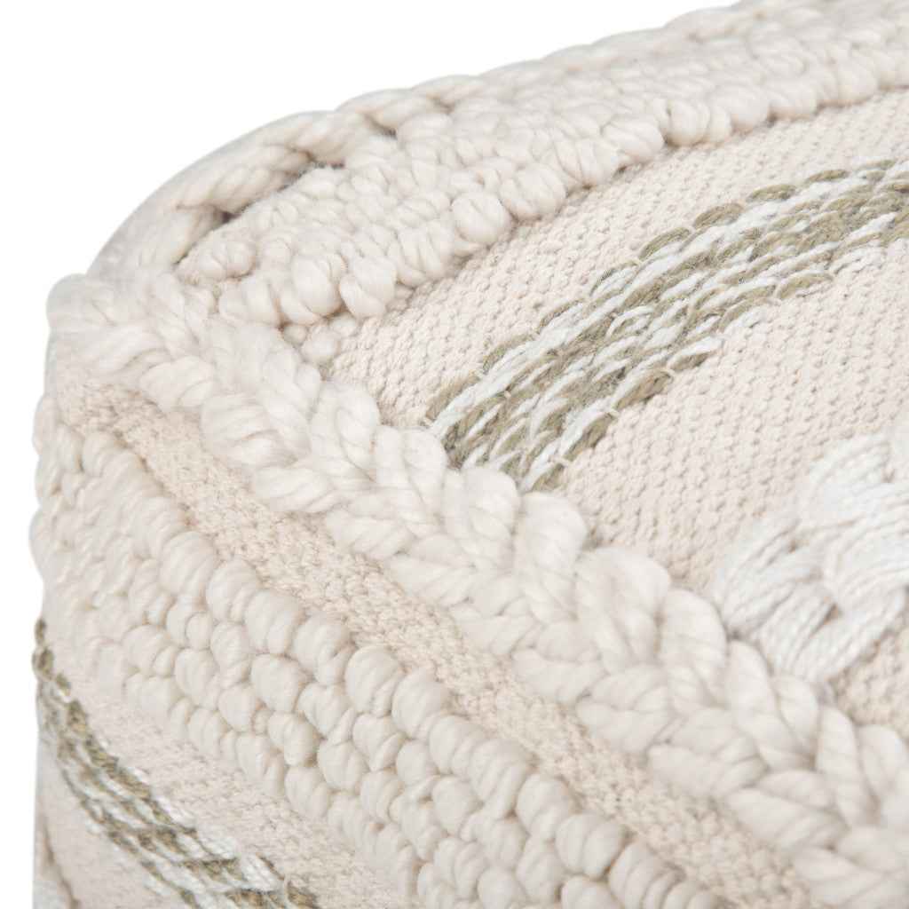 18" Off White Cotton Pouf Ottoman