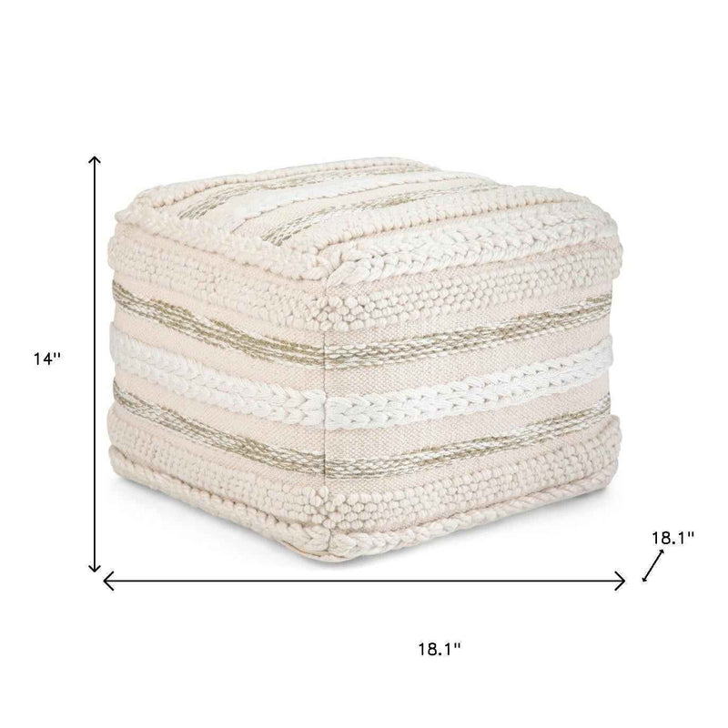 18" Off White Cotton Pouf Ottoman